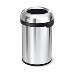 Simplehuman 115L Bullet Open Can in Brushed Stainless Steel, high capacity, easy access open top.