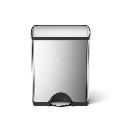 Simplehuman Brushed Stainless Steel 50L Rectangular Step Can, hands-free operation