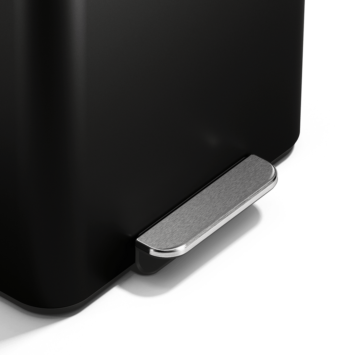 Simplehuman 16L Matte Black Mini Step Can with pedal, close up of pedal.