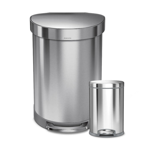 60L semi-round step can with liner rim with 4.5L round step can