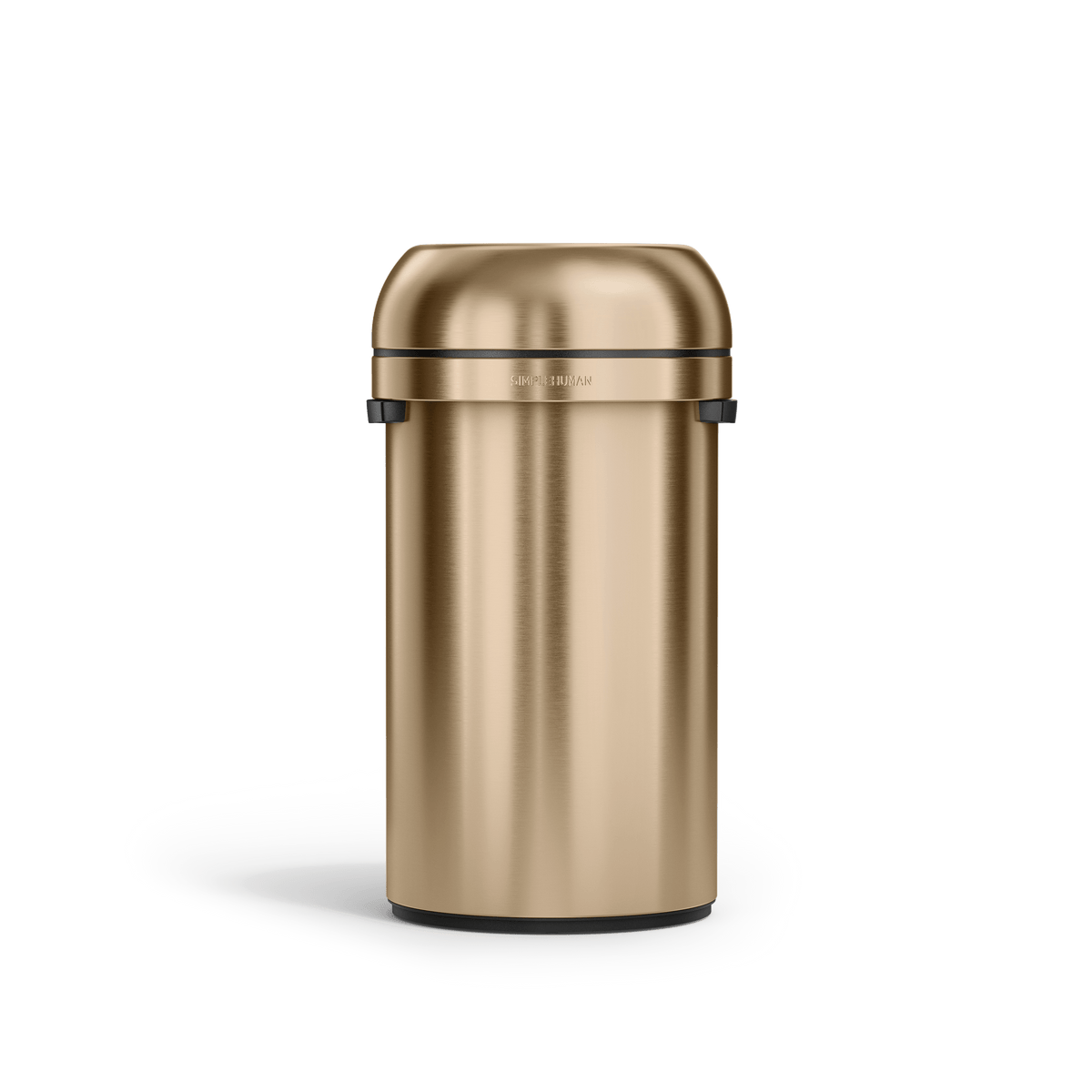 Simplehuman's 60L Bullet Can in Champagne, front view.