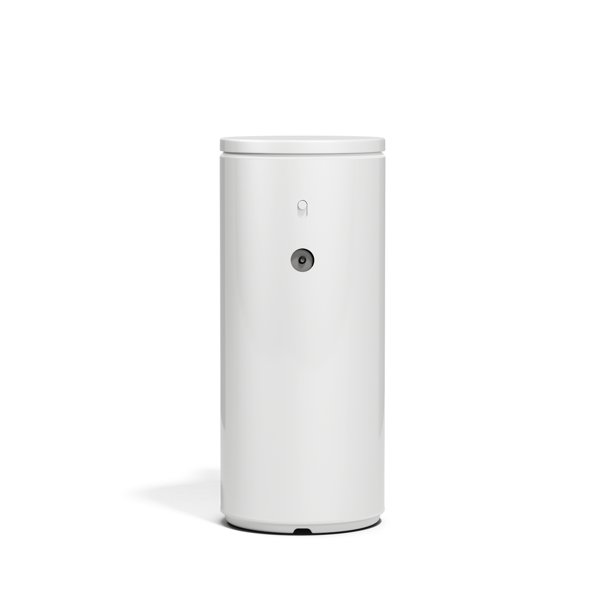 Close-up view of Simplehuman 9 oz. Rechargeable Sensor Pump in White, highlighting the adjustable control switch.