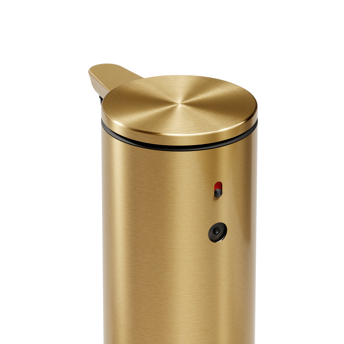 Simplehuman 9 oz. Rechargeable Sensor Pump in Brass, close-up of adjustable dosage control.