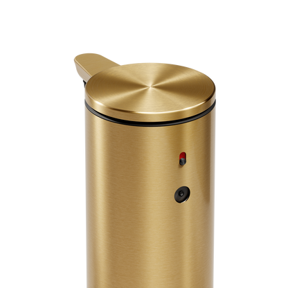 Simplehuman 9 oz. Rechargeable Sensor Pump in Brass, close-up of adjustable dosage control.
