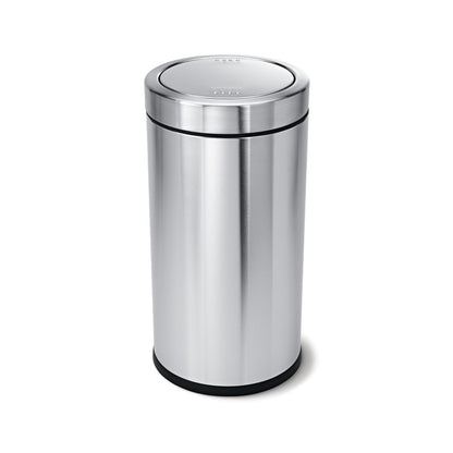 Simplehuman 55L Swing Top Can in Brushed Stainless Steel with easy-access swing lid.