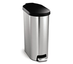 45L slim step can with plastic lid - brushed stainless steel - main image
